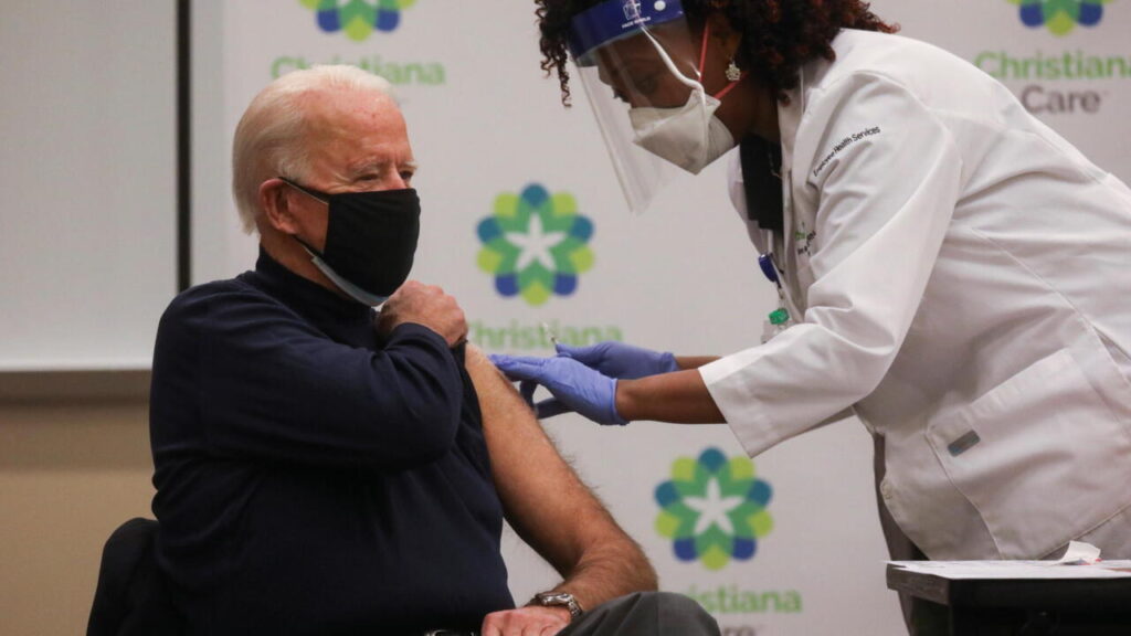U.S. President-elect Joe Biden receives a dose of a COVID-19 vaccine at ChristianaCare Christiana Hospital in Newark
